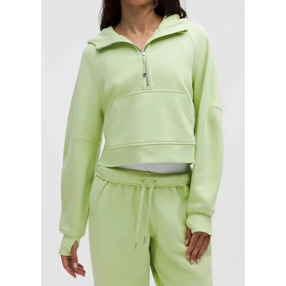 Lululemon Scuba Oversized Half Zip Hoodie Funnel Neck Green Women's Size M/L - Picture 1 of 13
